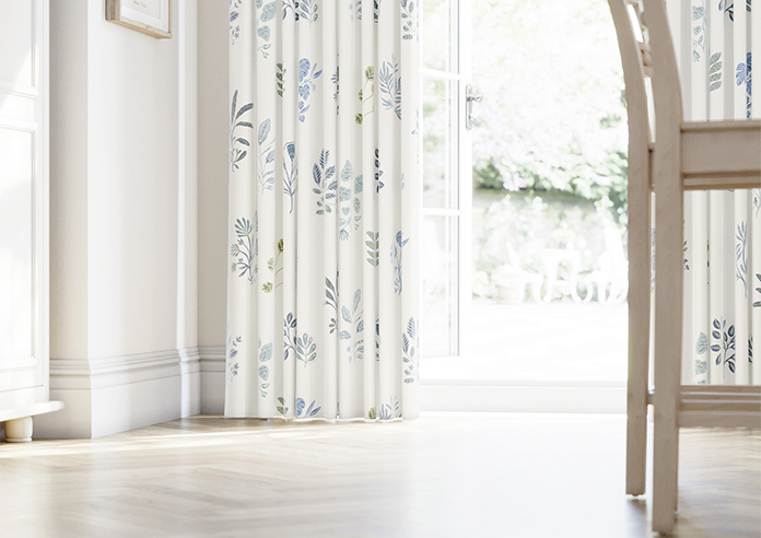 Botanical Velvet, River Blue - Made to Measure Curtains - Image 5